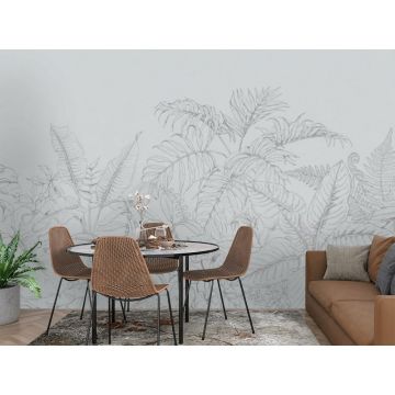 Обои виниловые на флизелине Design Studio 3D (Дизайн Студио 3Д) Line Style Тропические линии на светлом Бесшовная Фреска Гранд (LST-035)