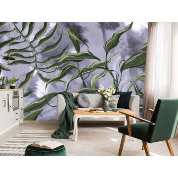 Обои виниловые на флизелине Design Studio 3D (Дизайн Студио 3Д) Avangard Переплетающиеся ветви на фиолетовом фоне Бесшовная Фреска Гранд (AVG-001)