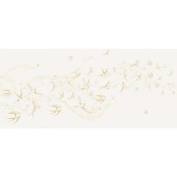 Обои виниловые на флизелине Design Studio 3D (Дизайн Студио 3Д) Line Style Грациозные ласточки в золоте Бесшовная Фреска Ultra (LST-046)