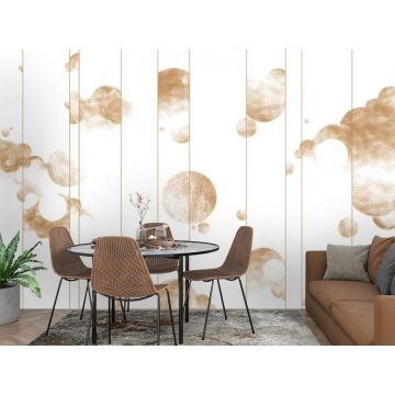 Обои виниловые на флизелине Design Studio 3D (Дизайн Студио 3Д) Line Style Абстрактные бежевые планеты с облаками Акварель (LST-051)