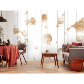 Обои виниловые на флизелине Design Studio 3D (Дизайн Студио 3Д) Line Style Абстрактные бежевые планеты с облаками Бесшовная Фреска Гранд (LST-051)