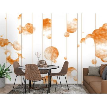 Обои виниловые на флизелине Design Studio 3D (Дизайн Студио 3Д) Line Style Абстрактные золотые планеты с облаками Бесшовная Фреска Гранд (LST-055)