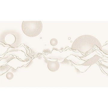 Обои виниловые на флизелине Design Studio 3D (Дизайн Студио 3Д) Line Style Абстрактные горы с планетами Песок (LST-058)