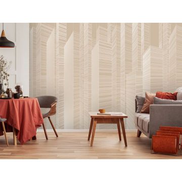 Обои виниловые на флизелине Design Studio 3D (Дизайн Студио 3Д) Line Style Абстрактные небоскребы на бежевом Песок (LST-061)