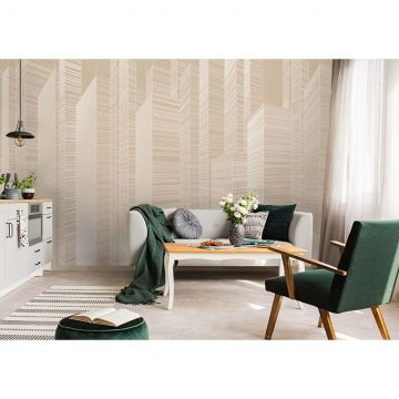 Обои виниловые на флизелине Design Studio 3D (Дизайн Студио 3Д) Line Style Абстрактные небоскребы на бежевом Песок (LST-061)