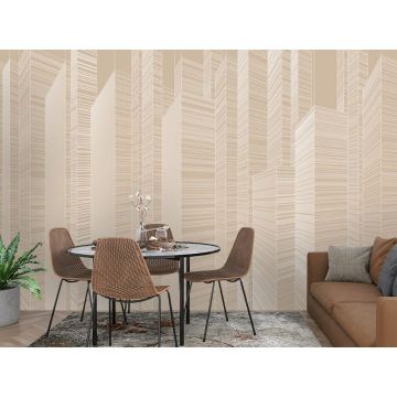 Обои виниловые на флизелине Design Studio 3D (Дизайн Студио 3Д) Line Style Абстрактные небоскребы на бежевом Канвас (LST-061)