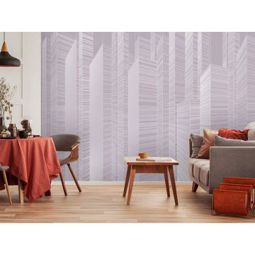 Обои виниловые на флизелине Design Studio 3D (Дизайн Студио 3Д) Line Style Абстрактные небоскребы на сиреневом Песок (LST-062)