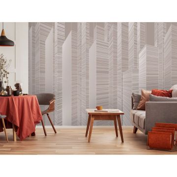 Обои виниловые на флизелине Design Studio 3D (Дизайн Студио 3Д) Line Style Абстрактные небоскребы на коричневом Песок (LST-063)