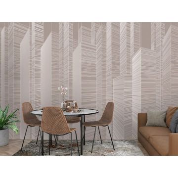 Обои виниловые на флизелине Design Studio 3D (Дизайн Студио 3Д) Line Style Абстрактные небоскребы на коричневом Канвас (LST-063)