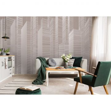 Обои виниловые на флизелине Design Studio 3D (Дизайн Студио 3Д) Line Style Абстрактные небоскребы на коричневом Бесшовная Фреска Classic (LST-063)