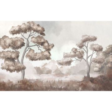 Обои виниловые на флизелине Design Studio 3D (Дизайн Студио 3Д) Picturesque Художественные деревья в бежевых тонах Акварель (PRS-002)