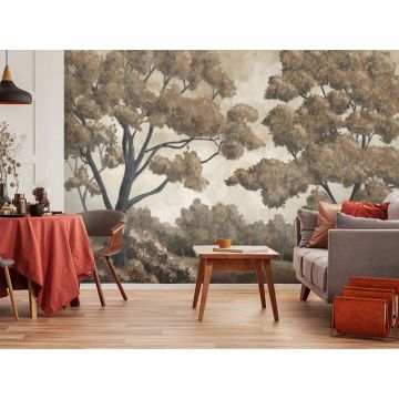 Обои виниловые на флизелине Design Studio 3D (Дизайн Студио 3Д) Picturesque Деревья в светло-коричневых тонах Акварель (PRS-004)