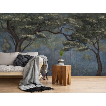 Обои виниловые на флизелине Design Studio 3D (Дизайн Студио 3Д) Picturesque Молодые деревья в темных тонах Бесшовная Фреска Гранд (PRS-005)