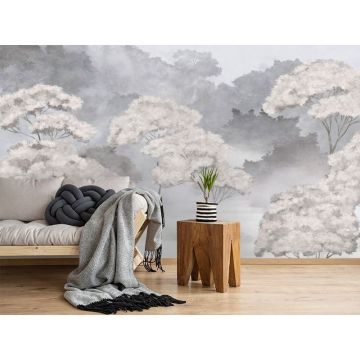 Обои виниловые на флизелине Design Studio 3D (Дизайн Студио 3Д) Picturesque Деревья в утреннем тумане Песок (PRS-007)