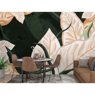 Обои виниловые на флизелине Design Studio 3D (Дизайн Студио 3Д) Avangard Яркие крупные листья Бесшовная Фреска Гранд (AVG-012)
