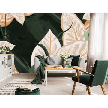 Обои виниловые на флизелине Design Studio 3D (Дизайн Студио 3Д) Avangard Яркие крупные листья Бесшовная Фреска Ultra (AVG-012)