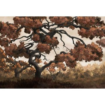 Обои виниловые на флизелине Design Studio 3D (Дизайн Студио 3Д) Picturesque Большое ветвистое дерево в оранжевом цвете Бесшовная Фреска Гранд (PRS-014)