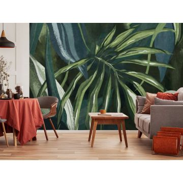 Обои виниловые на флизелине Design Studio 3D (Дизайн Студио 3Д) Avangard Композиция из тропических листьев Акварель (AVG-013)