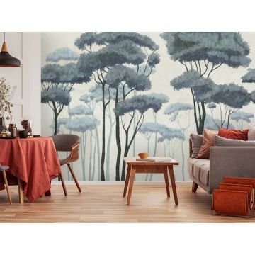 Обои виниловые на флизелине Design Studio 3D (Дизайн Студио 3Д) Picturesque Высокие деревья в зеленых тонах копия Песок (PRS-016)