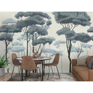 Обои виниловые на флизелине Design Studio 3D (Дизайн Студио 3Д) Picturesque Высокие деревья в зеленых тонах копия Акварель (PRS-016)