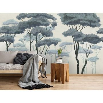 Обои виниловые на флизелине Design Studio 3D (Дизайн Студио 3Д) Picturesque Высокие деревья в зеленых тонах копия Бесшовная Фреска Classic (PRS-016)