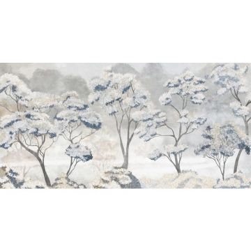 Обои виниловые на флизелине Design Studio 3D (Дизайн Студио 3Д) Picturesque Небольшие деревья в голубых тонах Канвас (PRS-018)