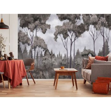 Обои виниловые на флизелине Design Studio 3D (Дизайн Студио 3Д) Picturesque Смешенный лес в темных тонах Канвас (PRS-020)