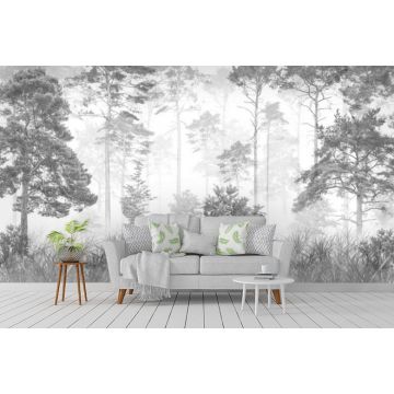 Обои виниловые на флизелине Design Studio 3D (Дизайн Студио 3Д) Vintage Черно-белый лес Акварель (VG-008)
