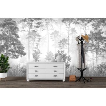 Обои виниловые на флизелине Design Studio 3D (Дизайн Студио 3Д) Vintage Черно-белый лес Бесшовная Фреска Гранд (VG-008)