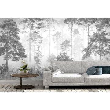 Обои виниловые на флизелине Design Studio 3D (Дизайн Студио 3Д) Vintage Черно-белый лес Бесшовная Фреска Classic (VG-008)
