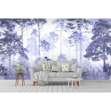 Обои виниловые на флизелине Design Studio 3D (Дизайн Студио 3Д) Vintage Медведи в лиловом бору Канвас (VG-009)