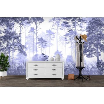 Обои виниловые на флизелине Design Studio 3D (Дизайн Студио 3Д) Vintage Медведи в лиловом бору Акварель (VG-009)