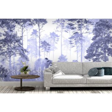 Обои виниловые на флизелине Design Studio 3D (Дизайн Студио 3Д) Vintage Медведи в лиловом бору Бесшовная Фреска Classic (VG-009)