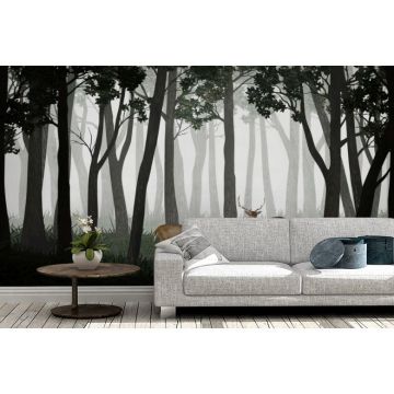 Обои виниловые на флизелине Design Studio 3D (Дизайн Студио 3Д) Vintage Олени в темном лесу Акварель (VG-015)