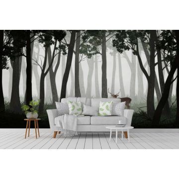 Обои виниловые на флизелине Design Studio 3D (Дизайн Студио 3Д) Vintage Олени в темном лесу Бесшовная Фреска Гранд (VG-015)