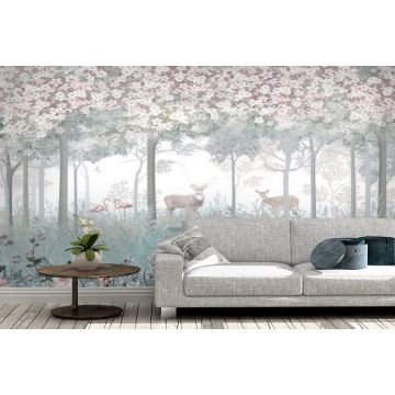 Обои виниловые на флизелине Design Studio 3D (Дизайн Студио 3Д) Vintage Олени в цветочном лесу Канвас (VG-027)