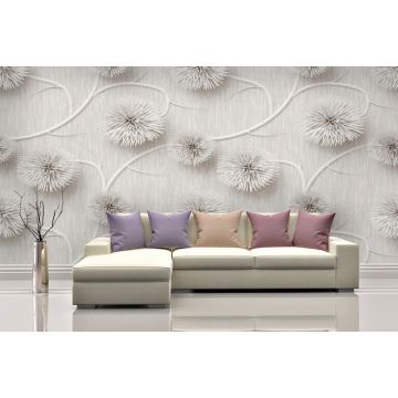 Обои виниловые на флизелине Design Studio 3D (Дизайн Студио 3Д) Volume Объемная вязь с одуванчиками Бесшовная Фреска Classic (VL-004)