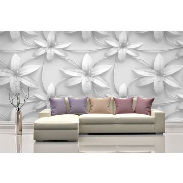 Обои виниловые на флизелине Design Studio 3D (Дизайн Студио 3Д) Volume Узор из объемных цветов Канвас (VL-005)