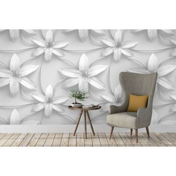 Обои виниловые на флизелине Design Studio 3D (Дизайн Студио 3Д) Volume Узор из объемных цветов Бесшовная Фреска Гранд (VL-005)