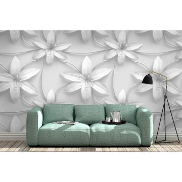 Обои виниловые на флизелине Design Studio 3D (Дизайн Студио 3Д) Volume Узор из объемных цветов Бесшовная Фреска Гранд (VL-005)