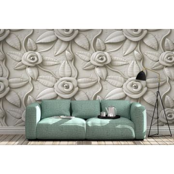 Обои виниловые на флизелине Design Studio 3D (Дизайн Студио 3Д) Volume Стена из рельефных цветов Канвас (VL-007)