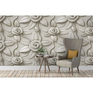 Обои виниловые на флизелине Design Studio 3D (Дизайн Студио 3Д) Volume Стена из рельефных цветов Акварель (VL-007)