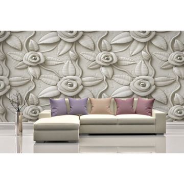 Обои виниловые на флизелине Design Studio 3D (Дизайн Студио 3Д) Volume Стена из рельефных цветов Бесшовная Фреска Classic (VL-007)