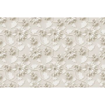 Обои виниловые на флизелине Design Studio 3D (Дизайн Студио 3Д) Volume Стена с объемными хризантемами Песок (VL-011)