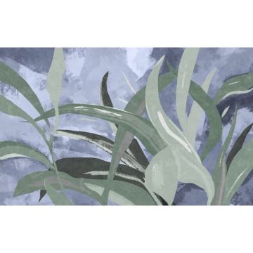 Обои виниловые на флизелине Design Studio 3D (Дизайн Студио 3Д) Avangard Дизайнерские листья в холодных тонах Акварель (AVG-017)