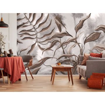 Обои виниловые на флизелине Design Studio 3D (Дизайн Студио 3Д) Avangard Переплетающиеся ветви в теплых тонах Акварель (AVG-002)