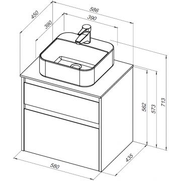 Тумба с раковиной Aquanet (Акванет) Nova Lite 60 дуб рошелье (2 ящика) 00242577