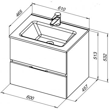 Тумба с раковиной Aquanet (Акванет) Алвита New 60 2 ящика, серый 00277512