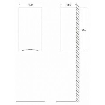 Шкаф подвесной BelBagno (Бельбагно) FLY-MARINO с одной расп. дверцей с доводчиками с одной полкой левост-ний Bianco Lucido 400x300x750 FLY-MARINO-750-1A-SC-BL-P-L