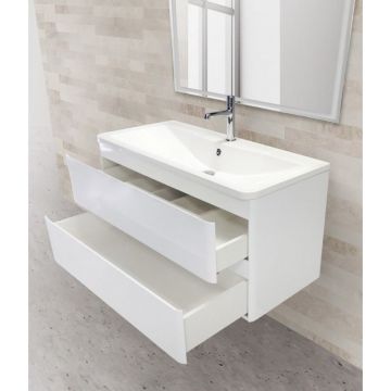 База под раковину подвесная BelBagno Albano с двумя выкатными ящиками Bianco Lucido 800x450x500 ALBANO-800-2C-SO-BL